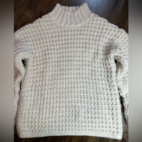 SKYE’S THE LIMIT WOMENS CHUNKY OPEN KNIT MOCK TURTLENECK WHITE/CREAM SWEATER XL - Picture 2 of 10